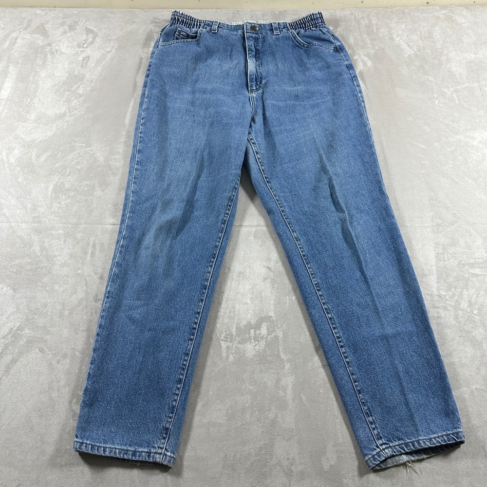 Lee Jeans Women 14 Short Blue Elastic Waist Vintage Straight Leg Denim Pants